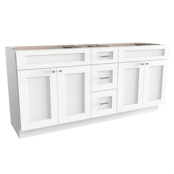 Disar 72" Double Bathroom Vanity Base Only in White