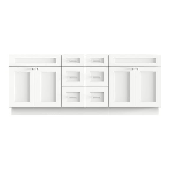 Disar 84" Double Bathroom Vanity Base Only in White