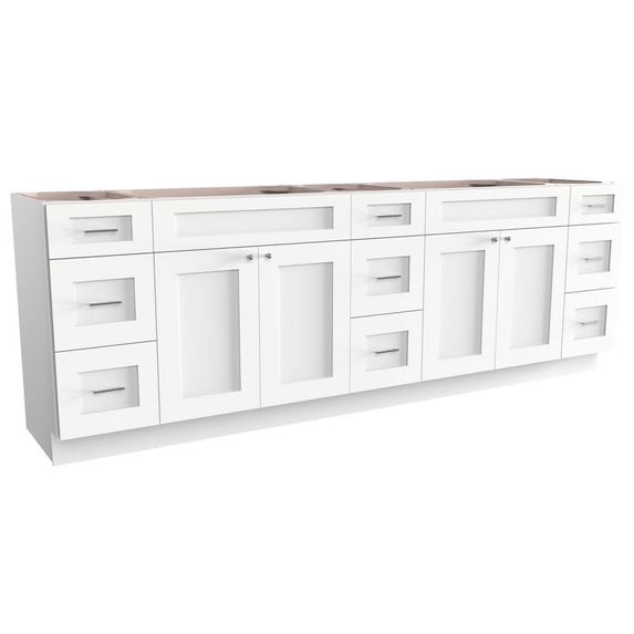 Disar 96" Double Bathroom Vanity Base Only in White