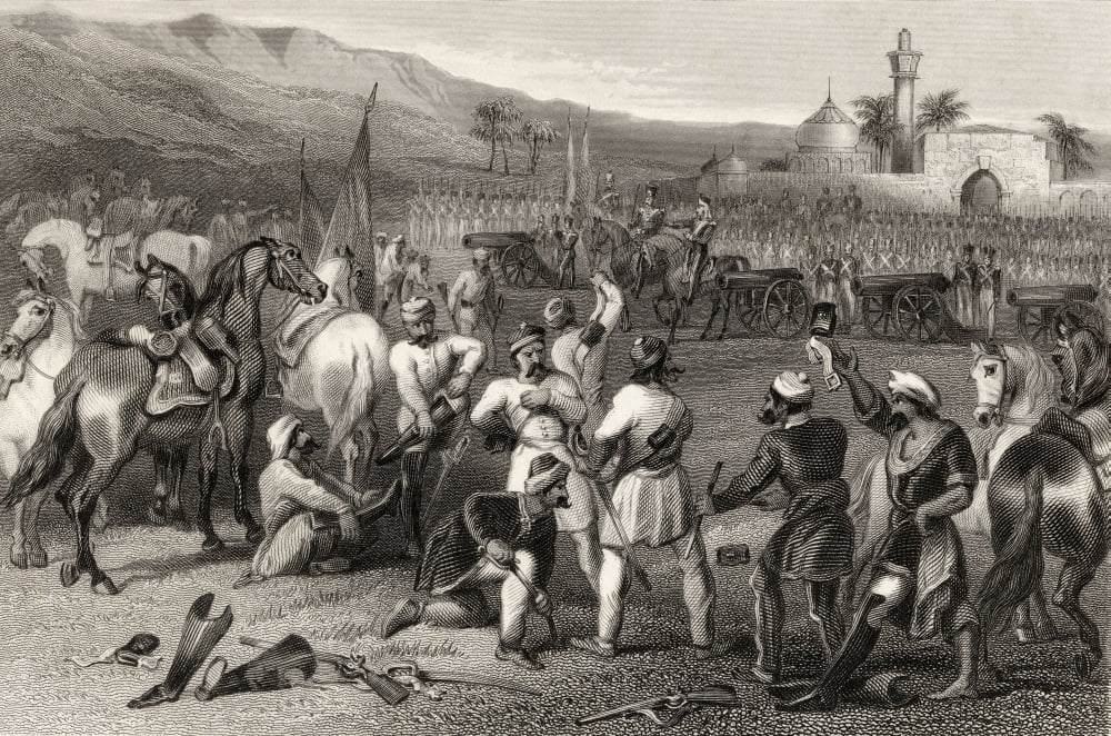 Disarming The 11Th Irregular Cavalry At Berhampore1857 From The History Of The Indian Mutiny Published 1858 Canvas Art - Ken Welsh Design Pics (36 x 22)
