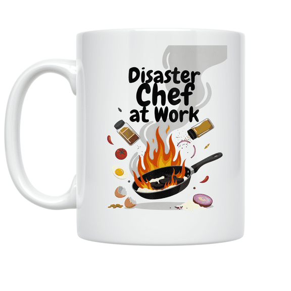 Disaster Chef at Work - Culinary Challenge Humor - 11 oz Ceramic Coffee Mug
