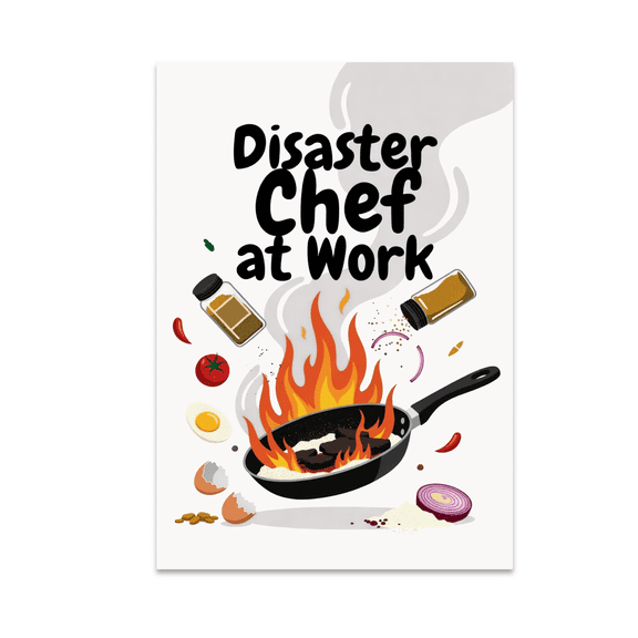 Disaster Chef at Work - Kitchen Humor Decor - 13x19 Poster Print