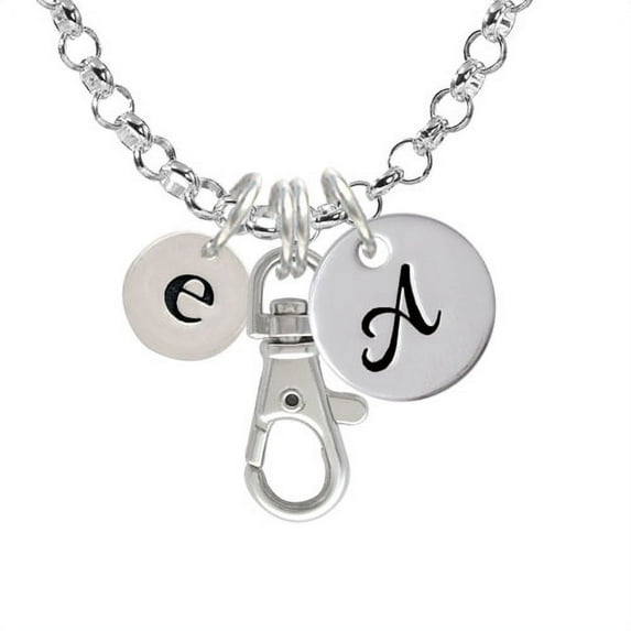 Disc 1/2'' Initial - e - A - Initial Badge Clip Necklace