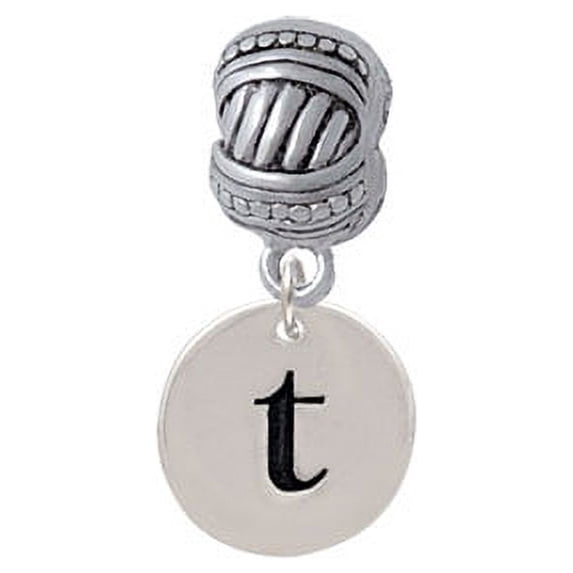 Disc 1/2'' Initial - t - Large Rope with Cross Beads Charm Bead
