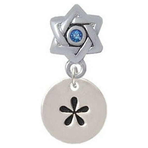 Disc 1/2'' - Symbol - Asterisk - * - Star of David with Blue Crystal Charm Bead