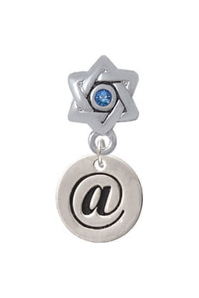Disc 1/2'' - Symbol - At Sign - @ - Star of David with Blue Crystal Charm Bead