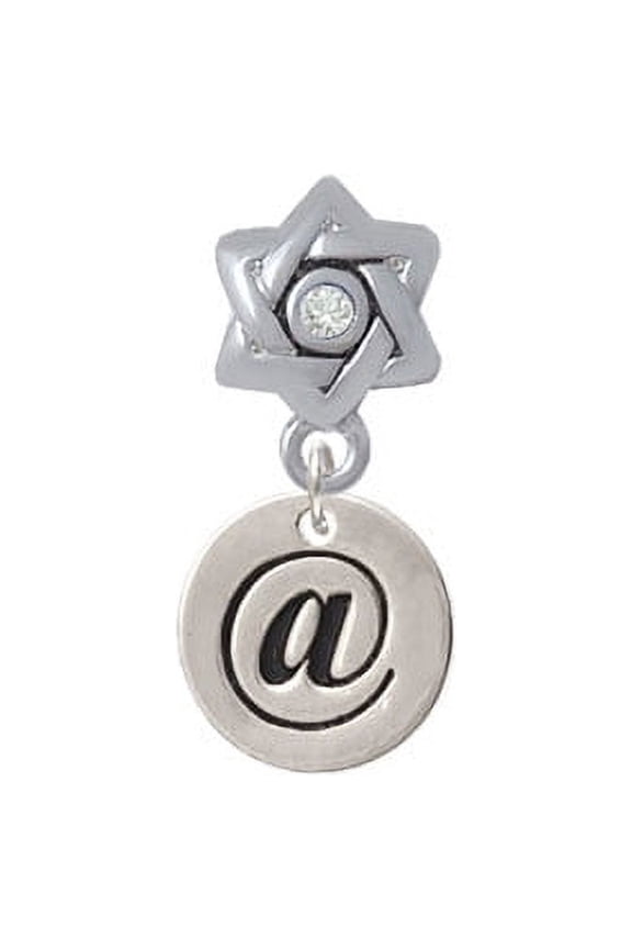 Disc 1/2'' - Symbol - At Sign - @ - Star of David with Clear Crystal Charm Bead