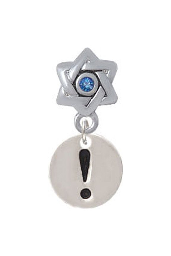 Disc 1/2'' - Symbol - Exclamation Point - ! - Star of David with Blue Crystal Charm Bead
