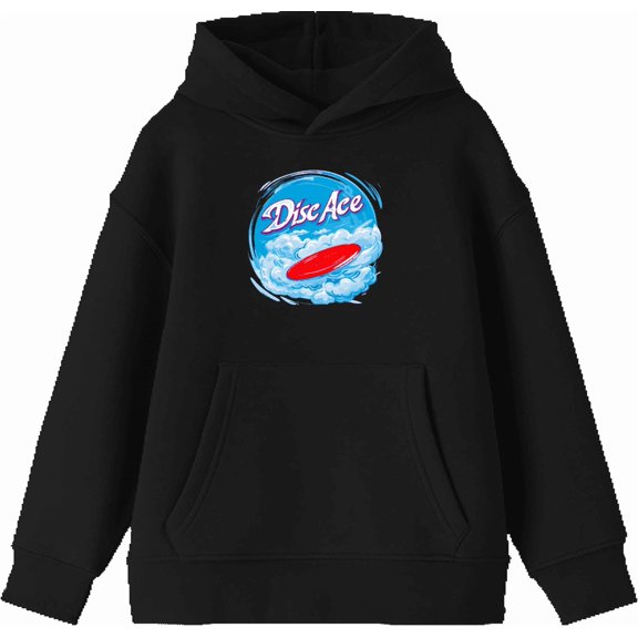 Disc Ace Frisbee Disc Youth Black Long Sleeve Hoodie-Small