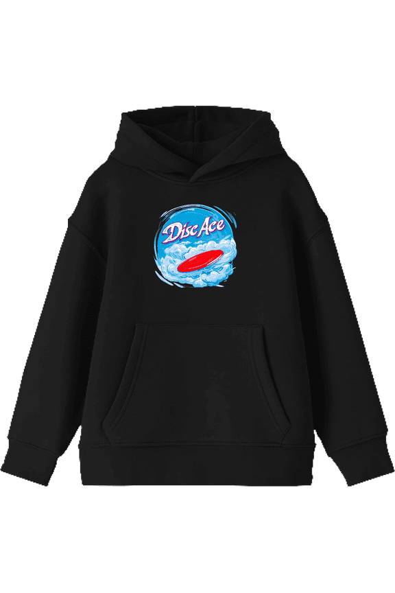 Disc Ace Frisbee Disc Youth Black Long Sleeve Hoodie-XL