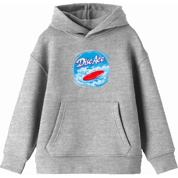 Disc Ace Frisbee Disc Youth Heather Gray Long Sleeve Hoodie-Small