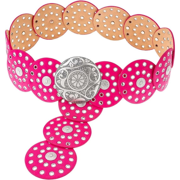 Disc Belt Western Style Exaggerated Cowboy Disc Belt Metal Buckle Vintage Soft Belt for Women