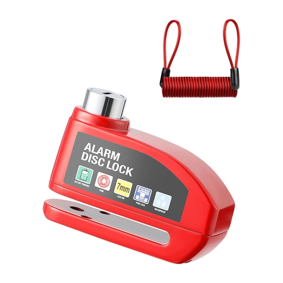 Disc Brake Alarm Lock-110dB Alarm Disc Brake Lock, IP55 Waterproof Anti-Theft Security Lock with Reminder Cable, Heavy Duty Lock for Motorcycle, Scooter, E-Bike and Bicycle