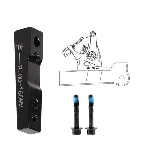 Disc Brake Caliper Mount Adapter Bracket in Aviation Aluminum Alloy for Front or Rear Bicycle Forks and Frames, for IS and Post Mount Standards in Multiple Sizes 140mm 160mm 180mm 203mm(R160)