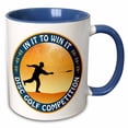 thumbnail image 1 of 3drose, Disc Golf Competition in It to Win It with Frisbee Disc Golf Player Throwing a Shot, 11oz Two-tone Blue Mug, 1 of 6