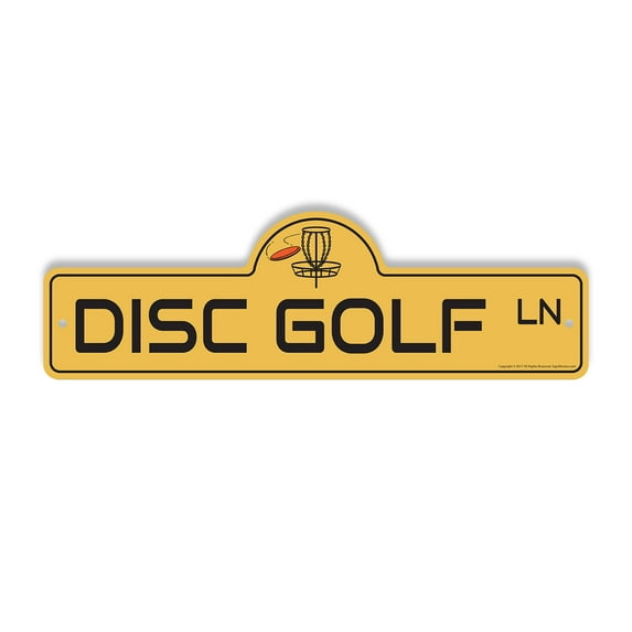 Disc Golf Plastic Street Sign - 6 Inch X 18 Inch Gift Sports Frisbee Outdoor Fun Course Target Basket Recreation Throw Game Park