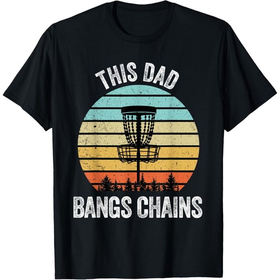 Disc Golf Shirt Funny Dad Bangs Chains Retro Disc Golf Gift T-Shirt