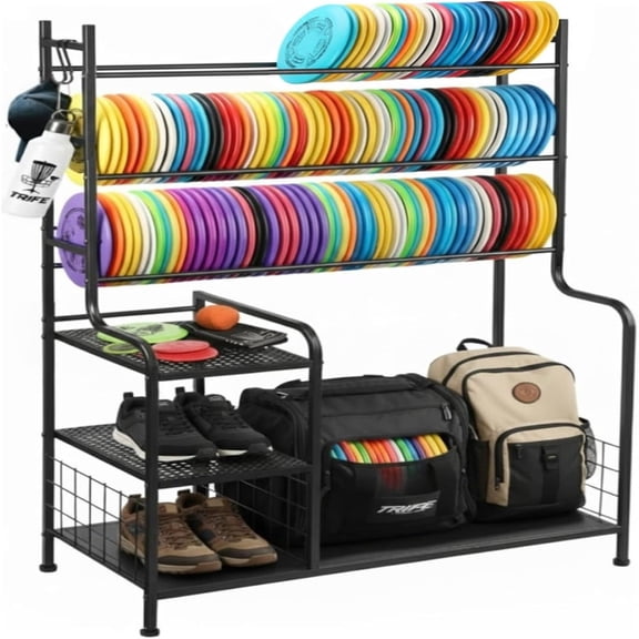 Disc Golf Storage Rack Disc Golf Organizer with Bag Stand Large Capacity Disc Golf Shelf, Holds 140+ Discs