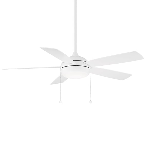 Disc II 5-Blade Energy Star Pull Chain Memory Ceiling Fan 52in Matte White with 3000K Dimmable LED Light Kit