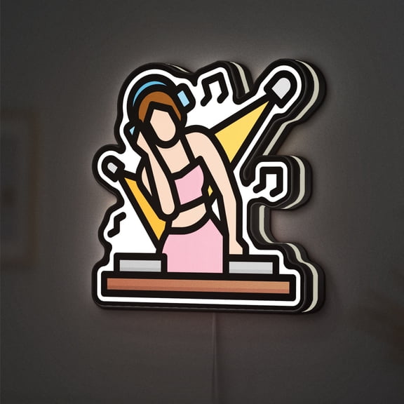 Disc Jockey 3D Novelty Light Box, DJ Turntable Decor Sign, Lighted Box For Music And Party Lovers (Width 16 inch, 40cm)