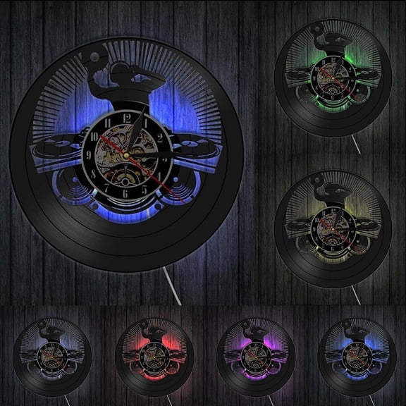 Disc Jockey Vinyl Record Wall Art Home Decor Wall Clock Custom Logo DJ Wall Clock Handmade Personalized DJ Gift For Men