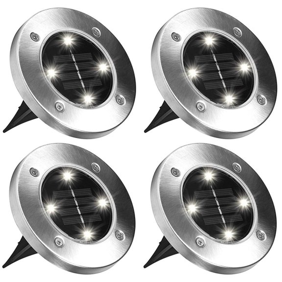 Disc Light Weatherproof Solar LED Outdoor Light 4 packs