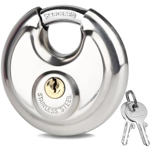 Disc Lock for Storage Unit 2-3/4"(70mm), Stainless Steel Keyed Padlock with Keys, Outdoor Waterproof Storage Lock for Storage Locker, Shed, Gate, Fence, Heavy Duty Keyed Pad Lock