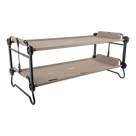 Disc-O-Bed Extra Large Outdoor Convertible 2 Person Portable Camping Bunk Cots, Tan