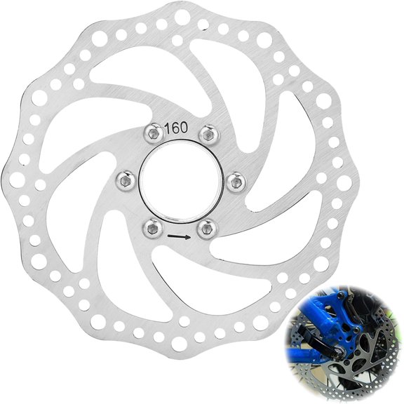 Disc Rotor, 1 count 160mm Stainless Steel Mountain Rotor, Threaded Hubs Disc Rotor Flange Adapter with 6