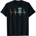 thumbnail image 1 of Disc golf retro heartbeat gift frisbee player par Gift Idea T-ShirtMen and women, Black T-shirt, size: Extra large, 1 of 4