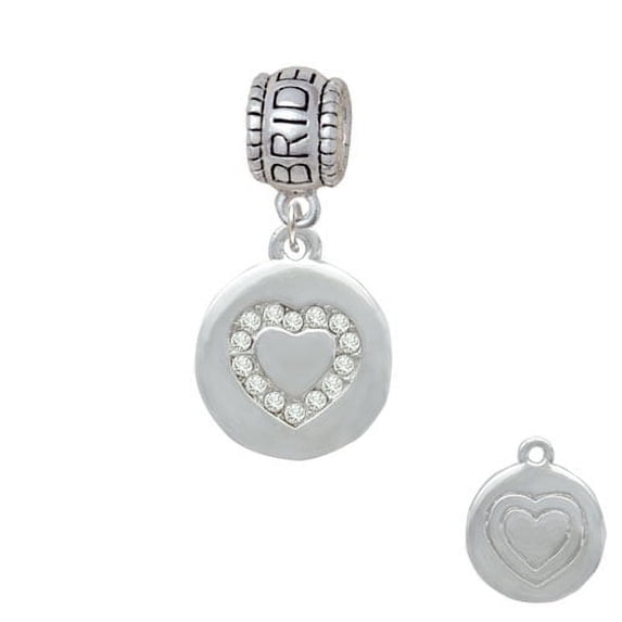 Disc with Crystal Heart - Bride Charm Bead