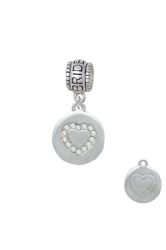Disc with Crystal Heart - Bride Charm Bead