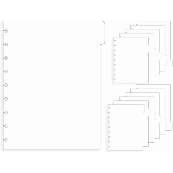 Discbound Dividers 7x9.25 9 Disc Bound Dividers Classic Size 6 Side Tabs Frosted Plastic Index Divider 12pcs Planner Inserts for Discbound Notebook Accessories