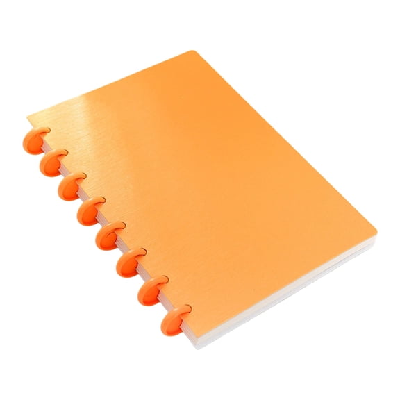 Discbound Notebook A5 Size 8 Disc Removable Page Planner Mushroom Button Ring Binder Waterproof Cover Thick Paper Portable Journal For Outdoor Travel Work Daily Note Taking Planning,Orange