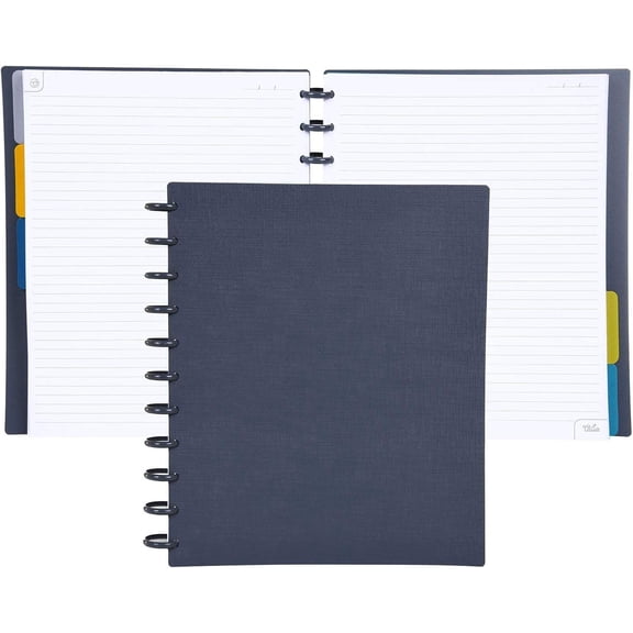 Discbound Notebook, Customizable Planner, Charcoal Cover with Charcoal Discs, Letter Size (8.5 in x 11 in)