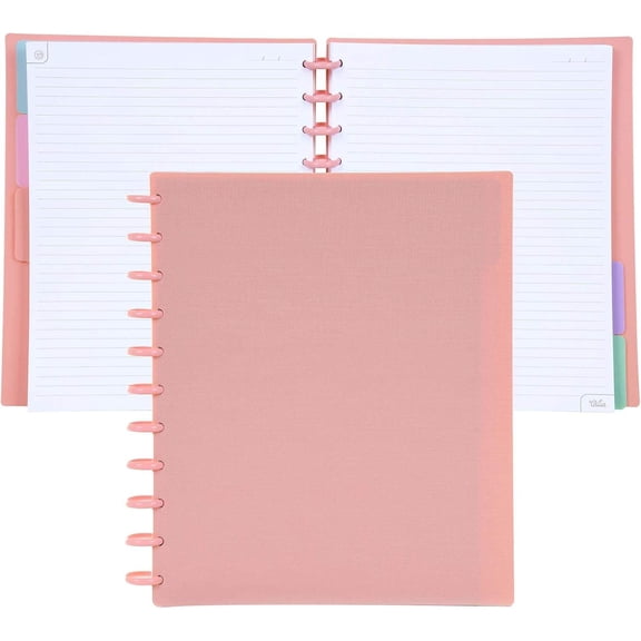 Discbound Notebook, Customizable Planner, Letter Size (8.5 in x 11 in), Salmon Color