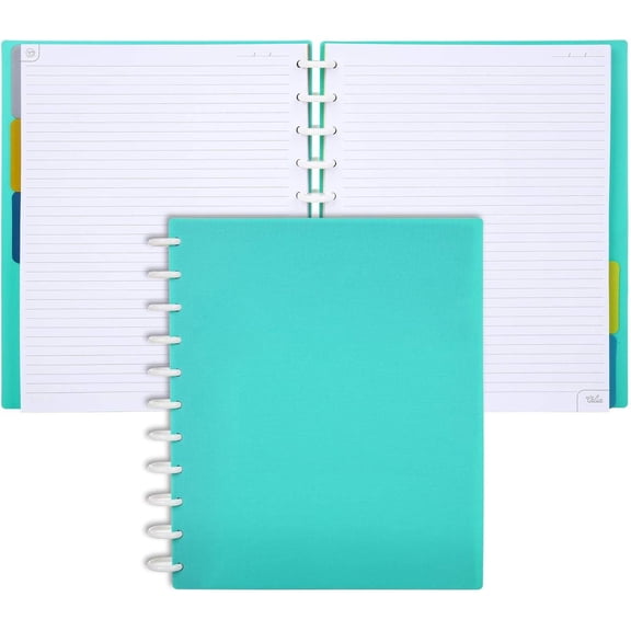 Discbound Notebook, Customizable Planner, Turquoise, Letter Size (8.5 in x 11 in)