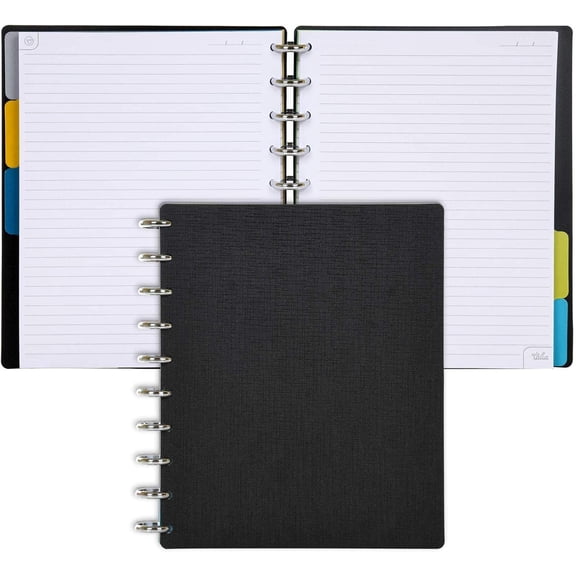 Discbound Notebook and Planner, Customizable Midsize (7.5 in x 9.75 in), Includes Lined Paper, Calendar Pages, Tabs, Pockets, Poly Covers, and 1-Inch Discs