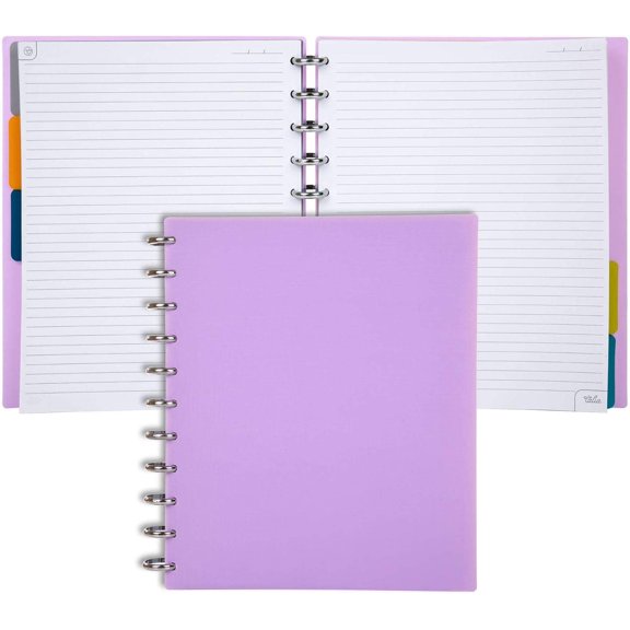 Discbound Notebook and Planner, Customizable with Repositionable Pages, Lined Paper, Calendar Pages, Tab Dividers, Clear Pocket, Poly Covers, 1-Inch Discs