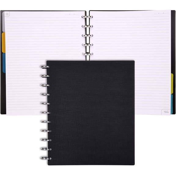 Discbound Notebook and Planner, Customizable with Repositionable Pages, Tabs, and Pockets, Letter Size (8.5 in x 11 in), Includes 100 Lined Sheets, Undated Calendars, Tab Dividers, Clear Pocket