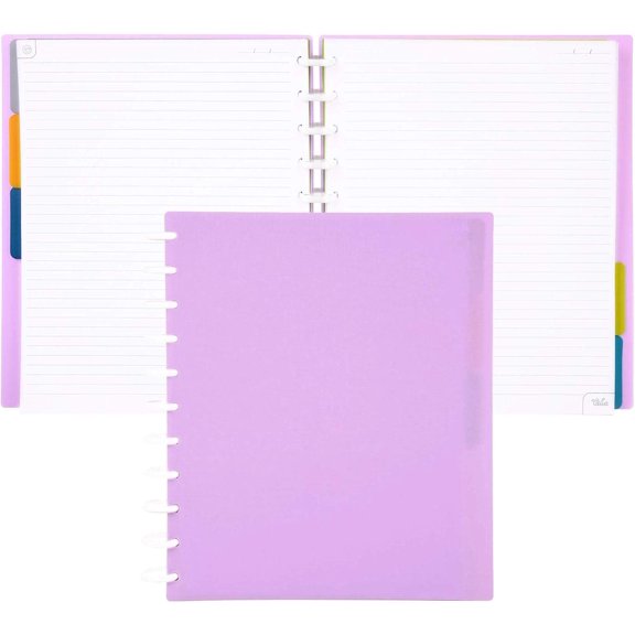 Discbound Notebook and Planner, Customizable Spring-Style, Letter Size (8.5 in x 11 in), Includes 100 Lined Sheets, Undated Calendars, Tab Dividers, Clear Pocket, Poly Covers, and 1-Inch Discs
