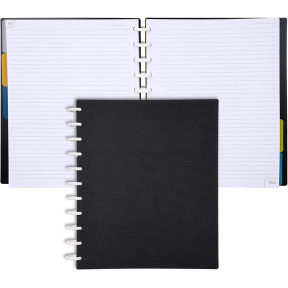 Discbound Notebook and Planner, Customizable System, Black, Letter Size (8.5 in x 11 in)