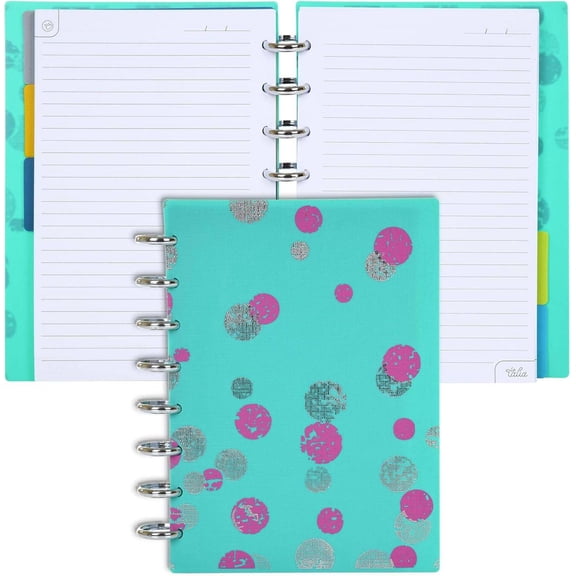 Discbound Notebook and Planner, Customizable with Repositionable Pages, Tabs, Pockets, 5.5 in x 8.5 in Junior Size