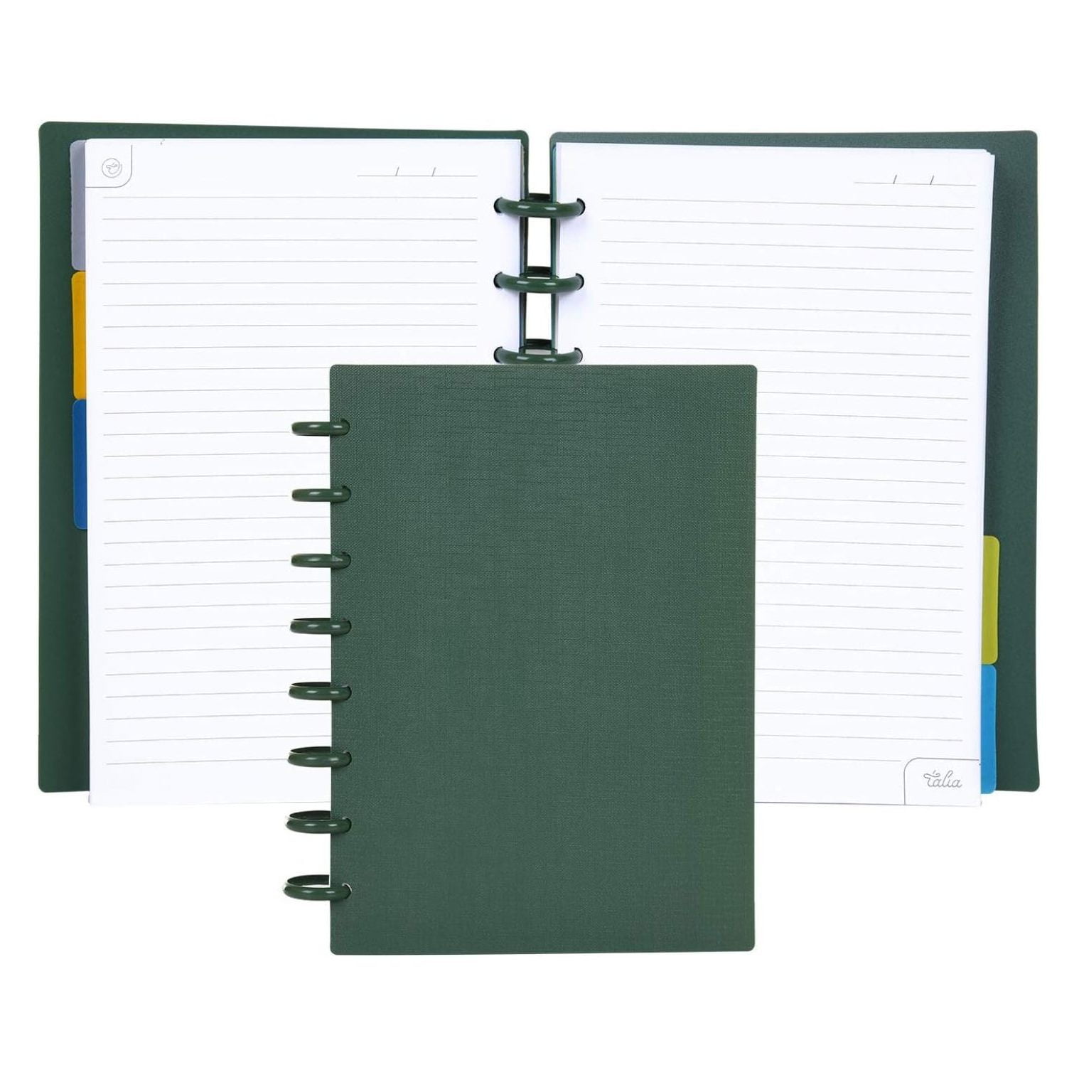 Discbound Notebooks, Planner, Customizable, (Green Olive w/Green Olive Discs, Junior (5.5in x 8.5in))