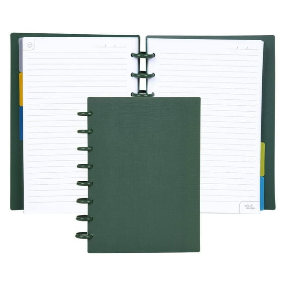 Discbound Notebooks, Planner, Customizable, (Green Olive w/Green Olive Discs, Junior (5.5in x 8.5in))