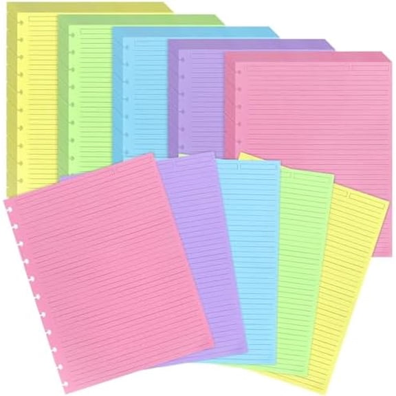 Discbound Refill Paper 120 Sheets, 8.5" x 11" Letter Size 11-Disc Planner Inserts for Note-Taking System, College Ruled, 5 Colors, 120gsm Refills Compatible with TUL/ARC/Notebook