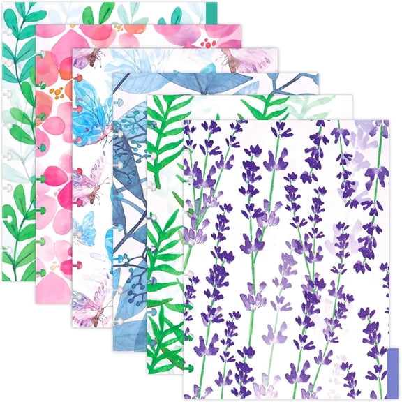 Discbound Tab Dividers, Junior-Size, 8 Disc Punched, 2 Set 12 Sheets Half Letter Frosted Floral PVC Discbound Binder Dividers for ARC /Matha Stewart/Levenger Circa/TUL, 8.38x5.71