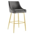 thumbnail image 1 of Discern Performance Velvet Bar Stool Gray, 1 of 7