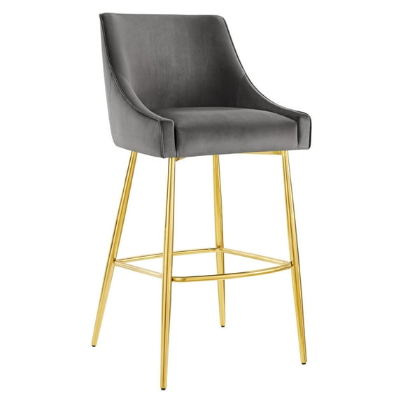 Discern Performance Velvet Bar Stool Gray