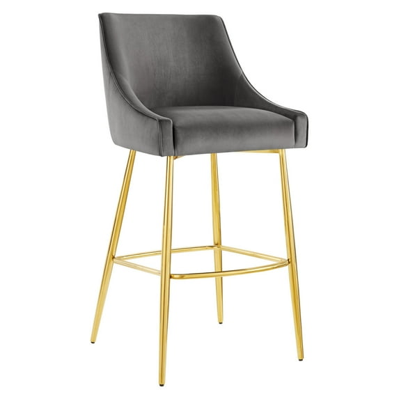 Discern Performance Velvet Bar Stool Gray